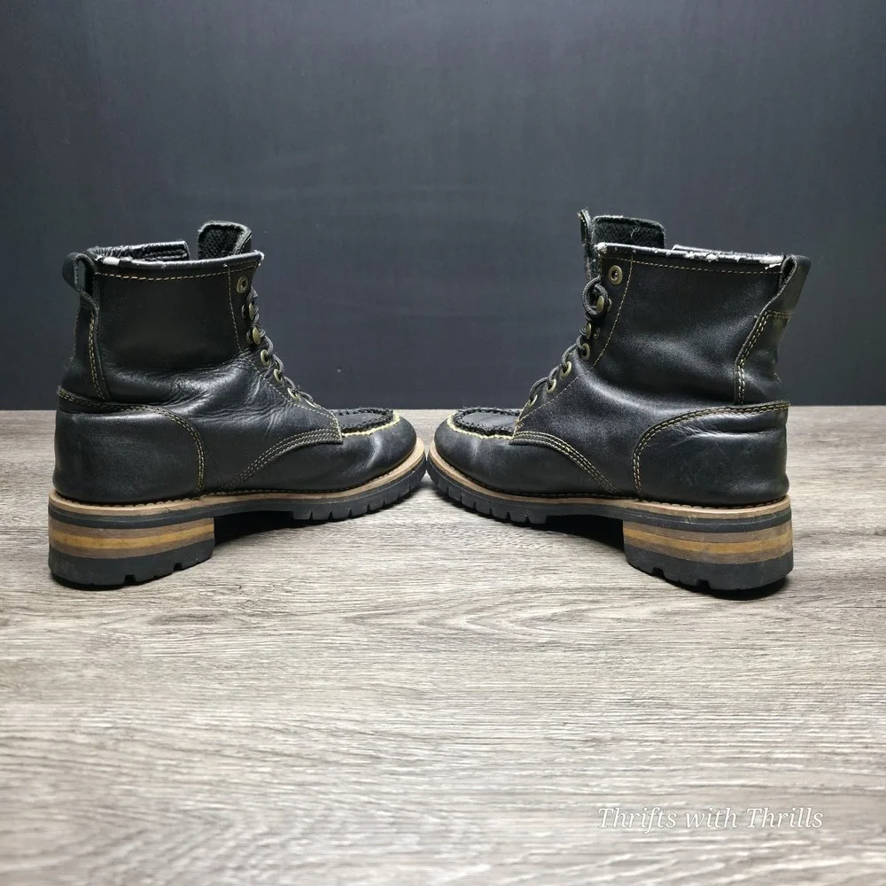 Skechers‎ Men's Work Boots -  Size 9.5 - Oil Resistant, Moc Toe, Black Leather